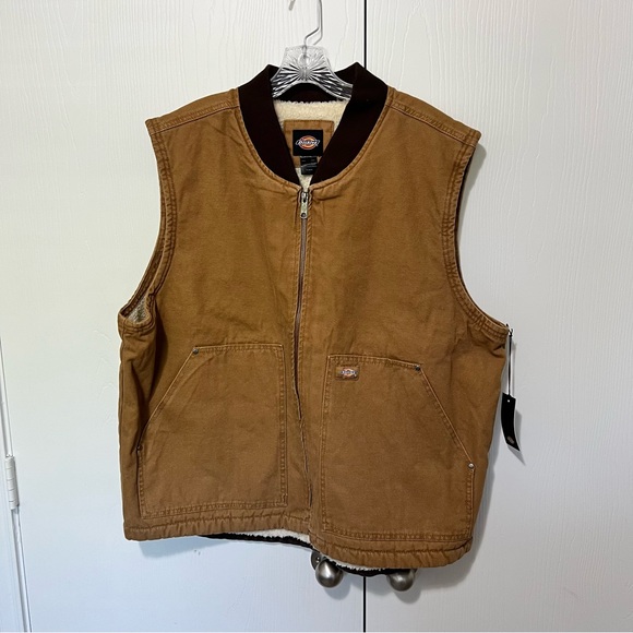 Dickies Stonewashed Vest sz XL Stonewashed Brown With Cozy Lining Nee With Tags - Picture 3 of 8